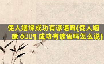 促人姻缘成功有谚语吗(促人姻缘 🐶 成功有谚语吗怎么说)